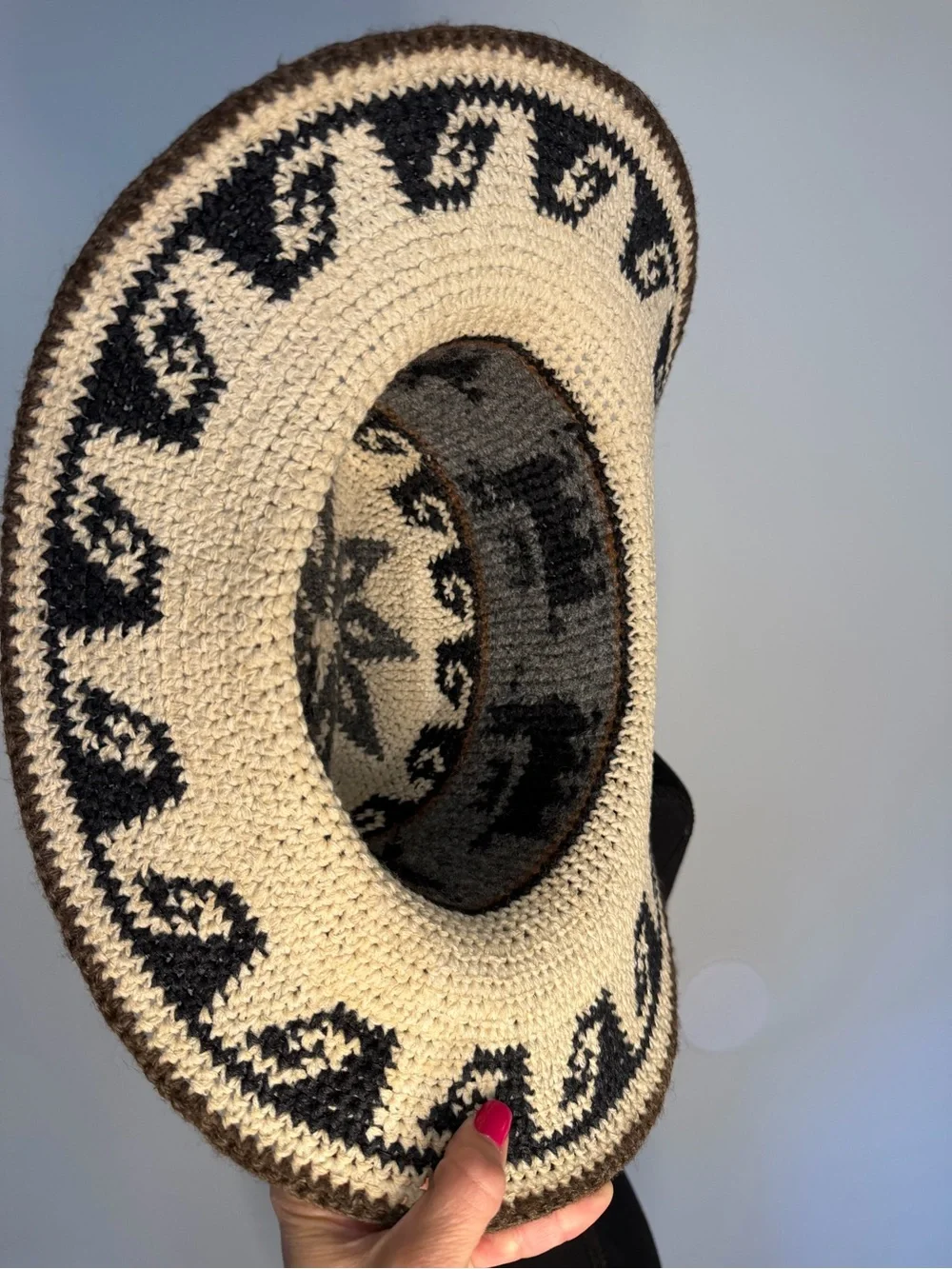 Vintage Peruvian Alpaca Wool Handwoven Cowboy Hat Boho Western 23”